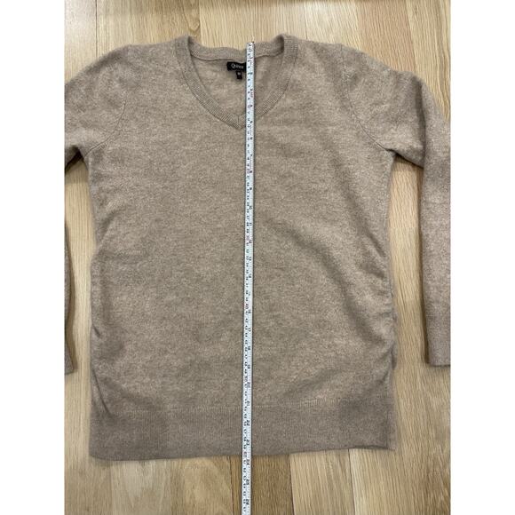 Quince Mongolian Cashmere Maternity V-Neck Sweater Medium Oatmeal Beige - Picture 7 of 9